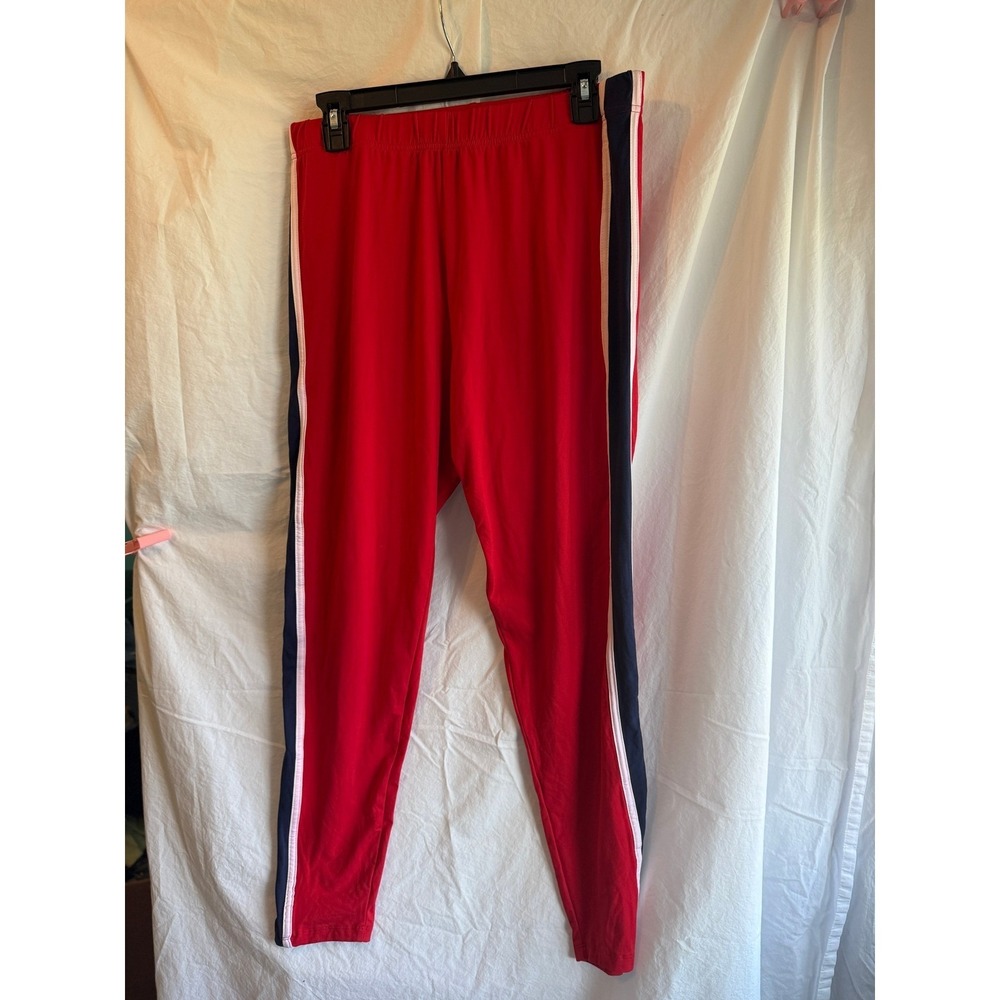 Love Ari Womens Red Side‎ Stripe Leggings Plus Size 2X Athletic Track Pants Navy